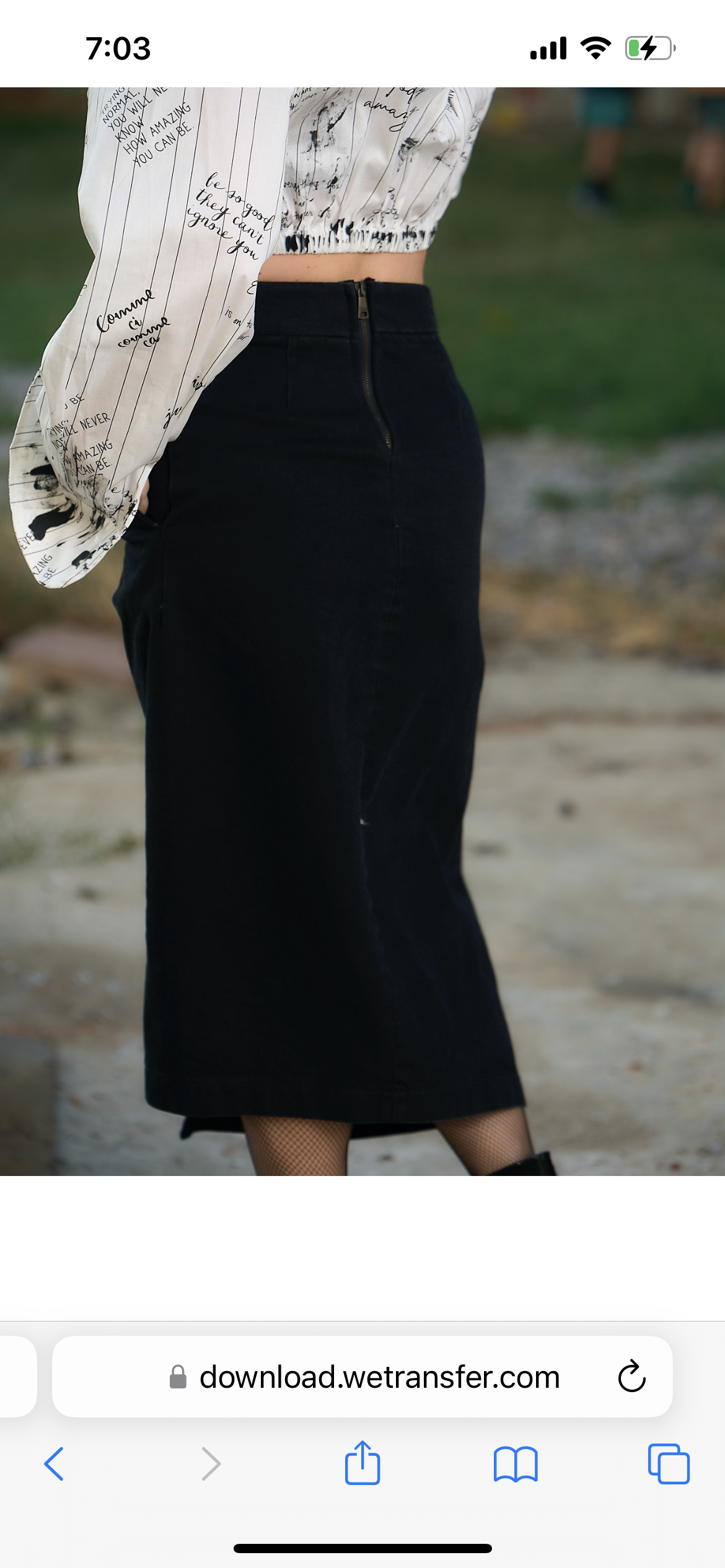 Black denim skirt